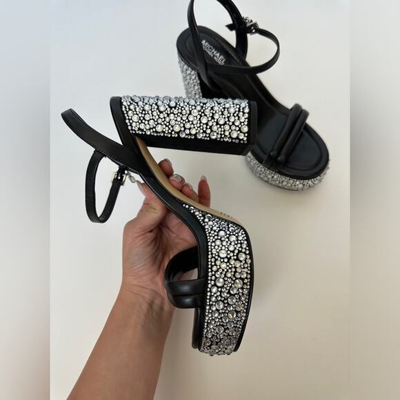 Michael kors Laci Embellished Leather Platform Sandal size 6 - Picture 6 of 16